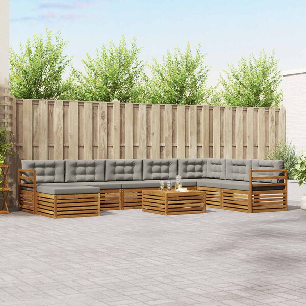 vidaXL Комплекти дивани с възглавница 9 pcs Естествено и светло сиво