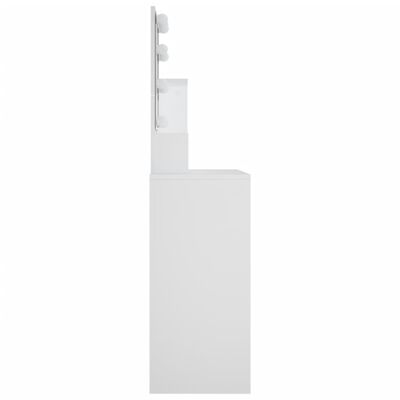 vidaXL Тоалетка с LED, бяла, 86,5x35x136 см