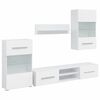 vidaXL ТВ комплект шкафове, 5 части, с LED осветление, бял
