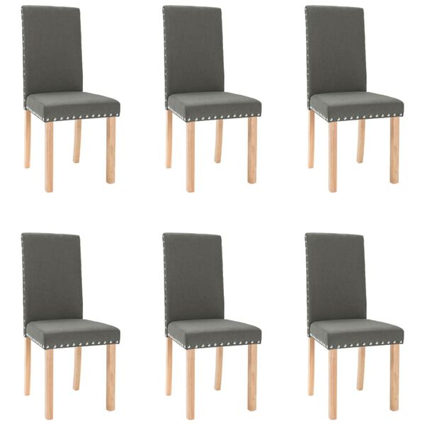 vidaXL Трапезни столове, 6 бр, тъмносиви, текстил