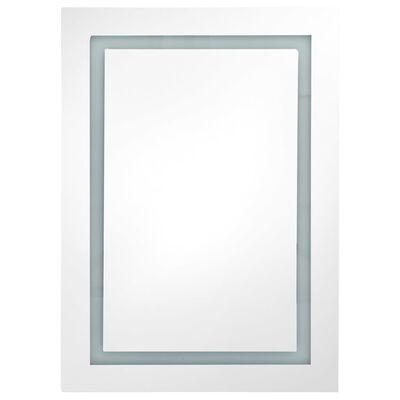 vidaXL LED шкаф с огледало за баня, сияйно бяло, 50x13x70 см