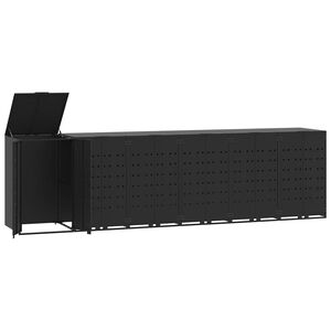 vidaXL Навес за 6 коша за боклук на колела черен 414x79x117 см стомана