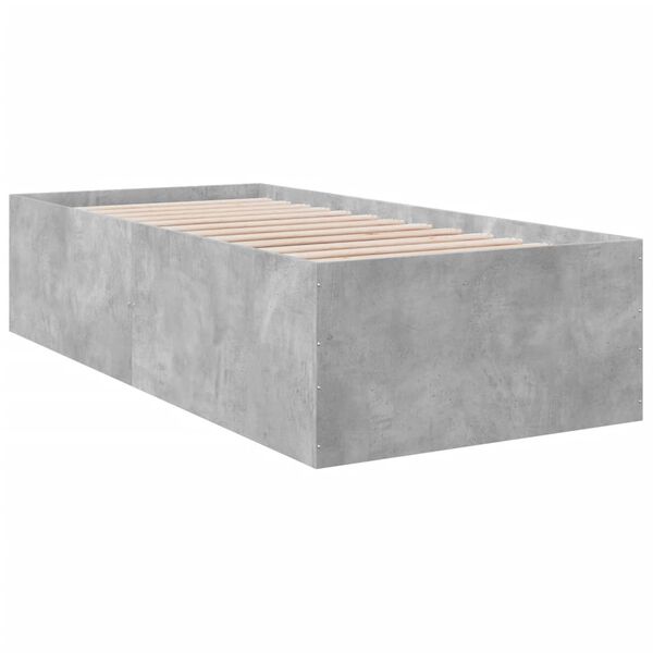 vidaXL Рамка за легло, бетонно сиво, 100x200 см, инженерно дърво