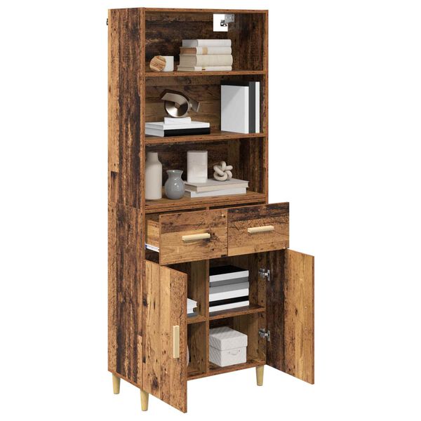 vidaXL Висок шкаф Старо дърво 69,5 x 32,5 x 180 см Инженерно дърво
