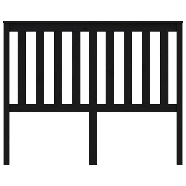 vidaXL Горна табла за легло, черна, 146x6x101 см, бор масив