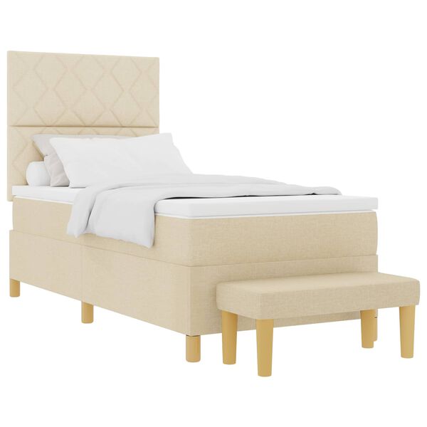 vidaXL Легло с пружинирана основа с матрак Крем 100 x 200 cm текстил