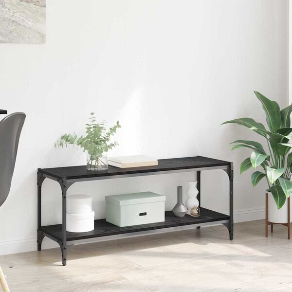 vidaXL ТВ шкаф Черния дъб 100x33x41см Инженерна дървесина и желязо