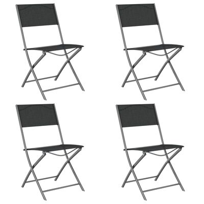 vidaXL Сгъваеми външни столове, 4 бр, черна стомана и textilene