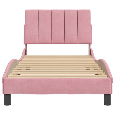 vidaXL Рамка за легло с табла, розова, 80x200 см, кадифе