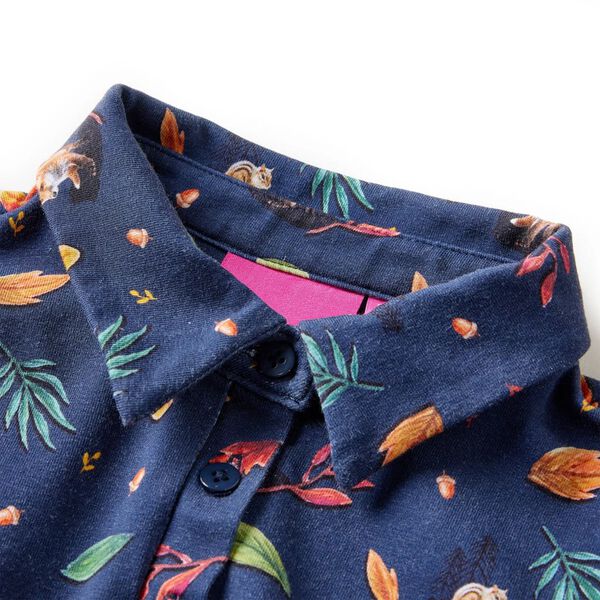 Детска рокля с дълъг ръкав, тъмносиня, 140