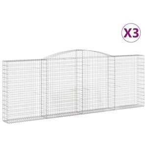 vidaXL Габионни кошници арка 3 бр 400x30x140/160 см поцинковано желязо