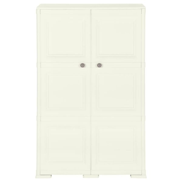 vidaXL Пластмасов шкаф, 79x43x125 см, дървен дизайн, ванилов лед