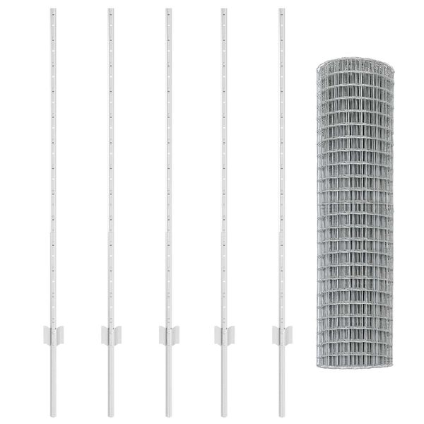 vidaXL Ограда с пост Сребрист 1,2 x 10 m Стомана