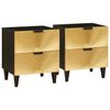 vidaXL Нощен шкаф 2 pcs Черен и златен 40 x 33 x 46 см