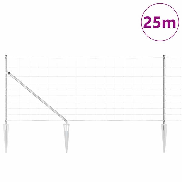 vidaXL Стълб за ограда. Галванизирана 25 x 1 m Стомана