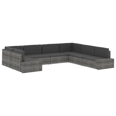vidaXL Модулен ъглов диван с ляв подлакътник, полиратан, черен
