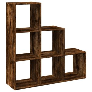 vidaXL Разделител за стая / библиотека опушен дъб 3 нива 99x29x99 см
