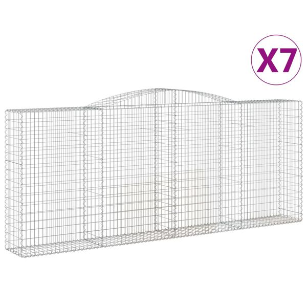 vidaXL Габионни кошници арка 7 бр 400x50x160/180 см поцинковано желязо