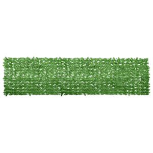 vidaXL Балконски параван със зелени листа, 400x100 см