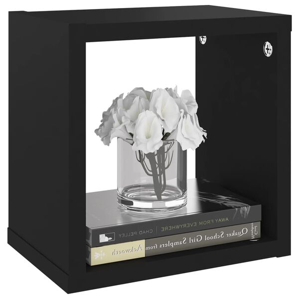 vidaXL Стенни кубични рафтове, 6 бр, черни, 22x15x22 см