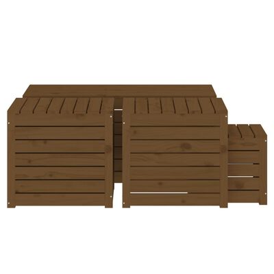 vidaXL Комплект градински кутии от 4 части, меденокафяво, бор масив