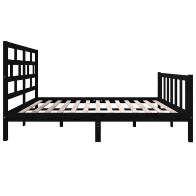 vidaXL Рамка за легло, черна, бор масив, 135x190 см, Double