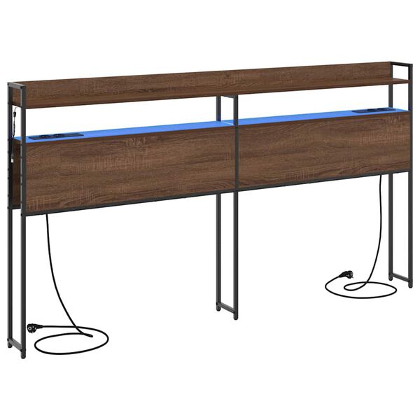vidaXL Табла за съхранение с рафт Кафяв дъб 180 cm Инженерно дърво