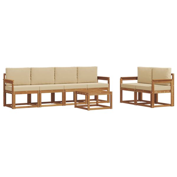 vidaXL Комплект дивани за открито 7 pcs Натурален и Бежов