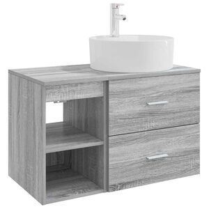 vidaXL Комплект мебели за баня 2 pcs Сив Сонома Инженерна дървесина