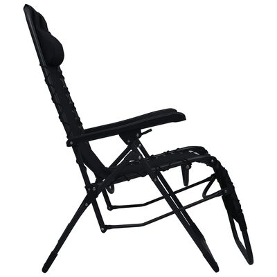 vidaXL Сгъваеми столове тип шезлонг, 2 бр, черни, textilene