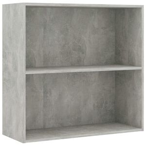 vidaXL 2-етажна библиотека, бетонно сива, 80x30x76,5см инженерно дърво