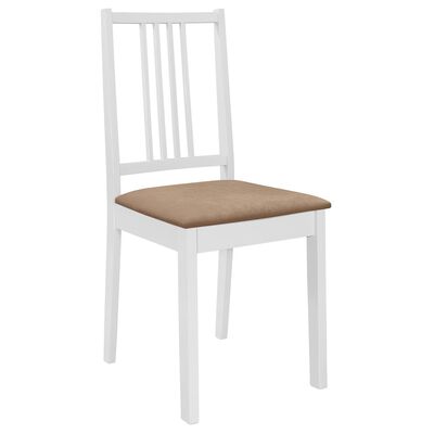 vidaXL Трапезни столове с тапицерия, 4 бр, бели, масивна дървесина