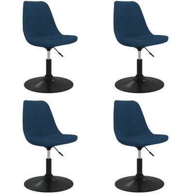 vidaXL Въртящи се трапезни столове, 4 бр, сини, кадифе