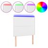 vidaXL LED горна табла за легло, бяла, 100x5x118/128см,изкуствена кожа