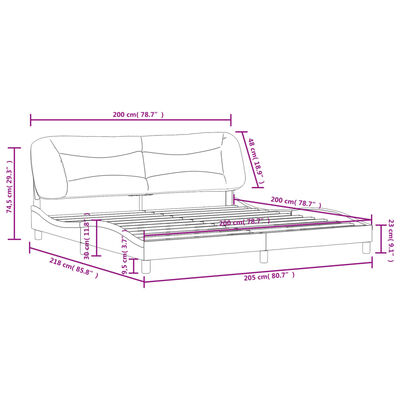vidaXL Рамка за легло кремава 200x200 см, плат