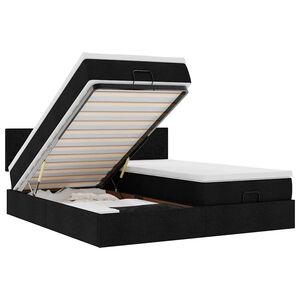 vidaXL Османска легло с матрак и LED, черно, 200x200 см, плат