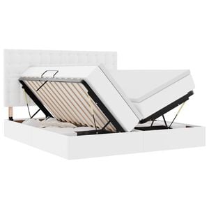 vidaXL Легло с място за съхранение и LED Чисто бяло 180 x 200 cm