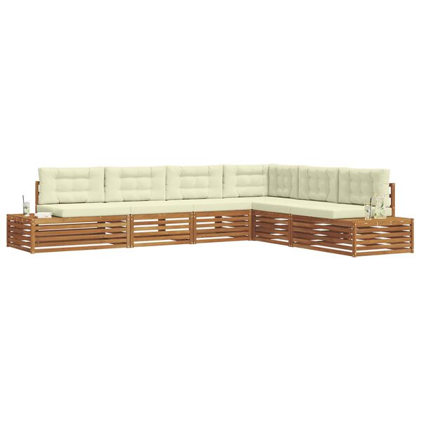 vidaXL Комплект дивани за открито 6 Брой Натурален и Крема