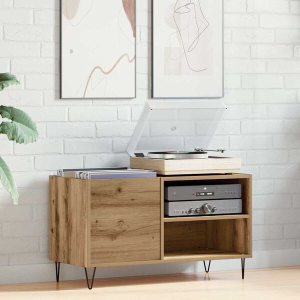 vidaXL Шкаф за грамофонни плочи, 84,5x38x48 см, инженерно дърво