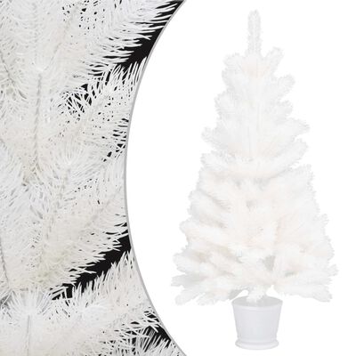 vidaXL Изкуствено коледно дърво, реалистични иглички, бяло, 90 см