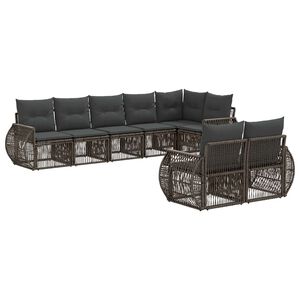 vidaXL Градински Софа Комплект 8 pcs Сив и тъмен сив полиратан
