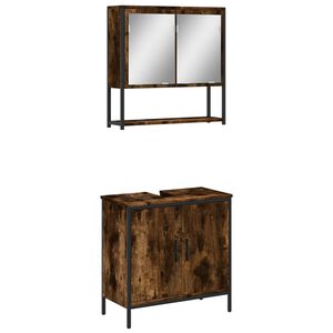 vidaXL Комплект мебели за баня от 2 части, опушен дъб, инженерно дърво