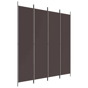 vidaXL Параван за стая, 4 панела, кафяв, 200x220 cм, плат