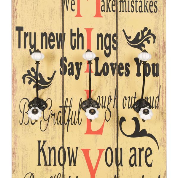 vidaXL Закачалка за дрехи с 6 куки, 120х40 см, "FAMILY"