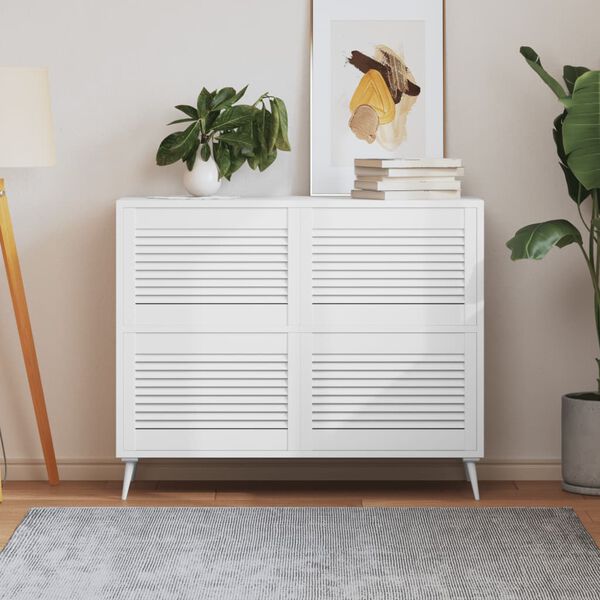 vidaXL Врати за шкафове решетен дизайн 4 бр бял 39,5x59,4 см бор масив