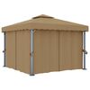 vidaXL Шатра със завеси, 3x3 м, таупе, алуминий