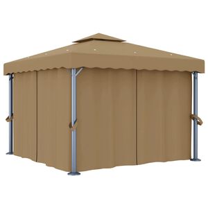 vidaXL Шатра със завеси, 3x3 м, таупе, алуминий