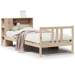vidaXL Легло с рафтове за книги, без матрак, 75x190 см, бор масив