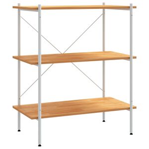 vidaXL Етажерка с 3 рафта, бяло и дъб, 80x40x92 см