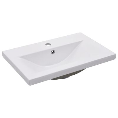 vidaXL Шкаф за баня с вградена мивка, бяло и дъб сонома, ПДЧ